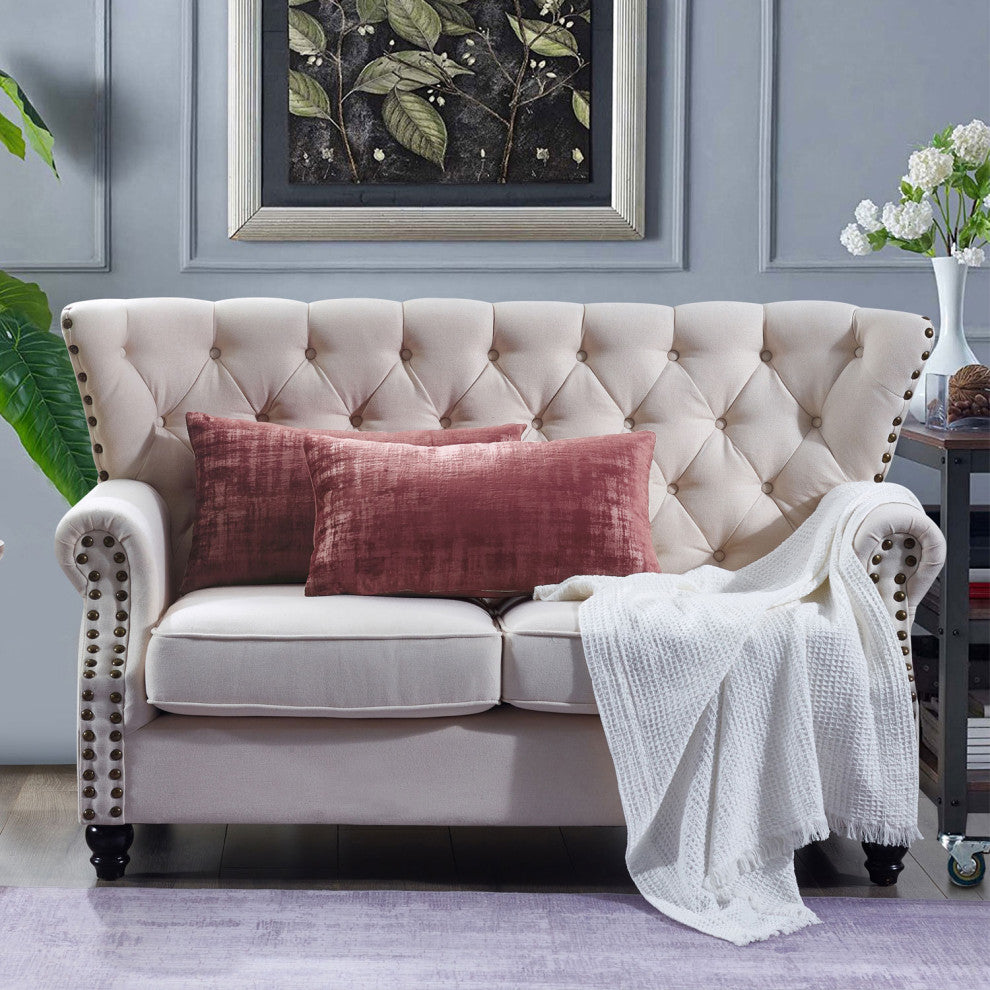 Velvet 2 Piece Lumbar Pillow Cover Set, Withered Rose, 2 Piece, 14"x26"