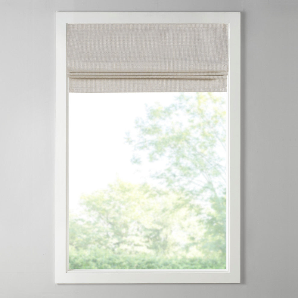 Madison Park Galen Basketweave Roman Shade, Ivory, 33"