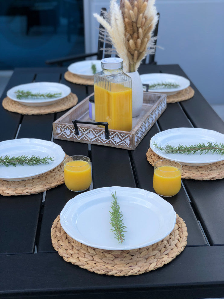 Tuscany Sling Swivel Dining Set, Black, 7-Piece