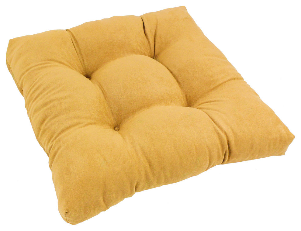 19" Squared Microsuede Tufted Dining Chair Cushion, Lemon