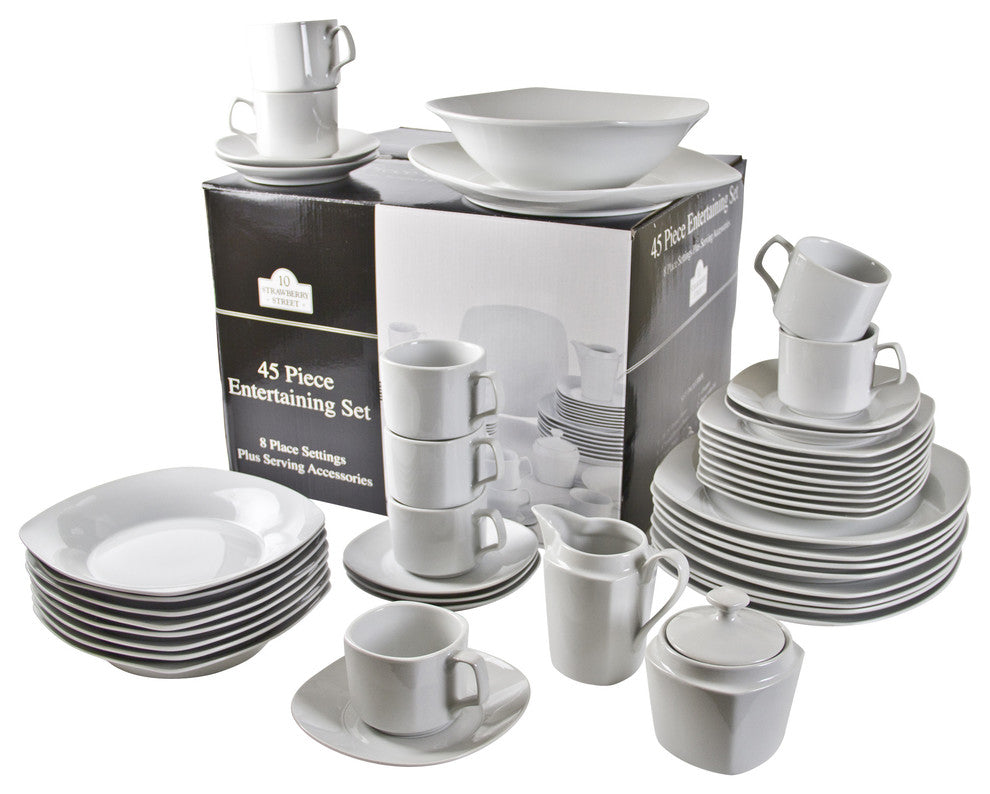 Entertaining Sets 45-Piece Square Dinnerware Set