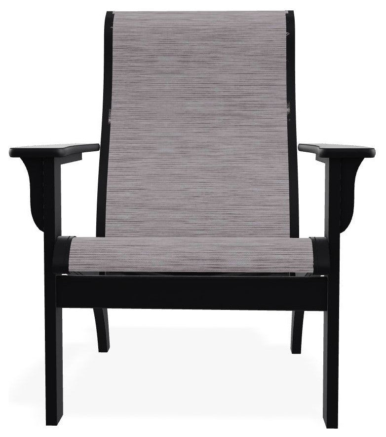 Adirondack Sling Outdoor Adirondack Armchair, Fossil/Black