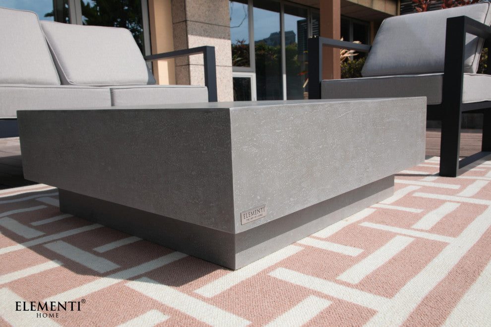 Tevere 40" Square Concrete Coffee Table, Space Grey