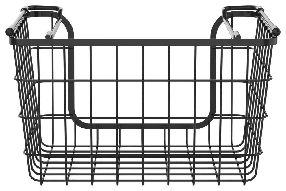 Oceanstar Stackable Metal Wire Storage Basket Set of 3, Black, Tall