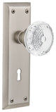 New York Plate Double Dummy, Keyhole Crystal Meadows Knob, Satin Nickel, NYKCME