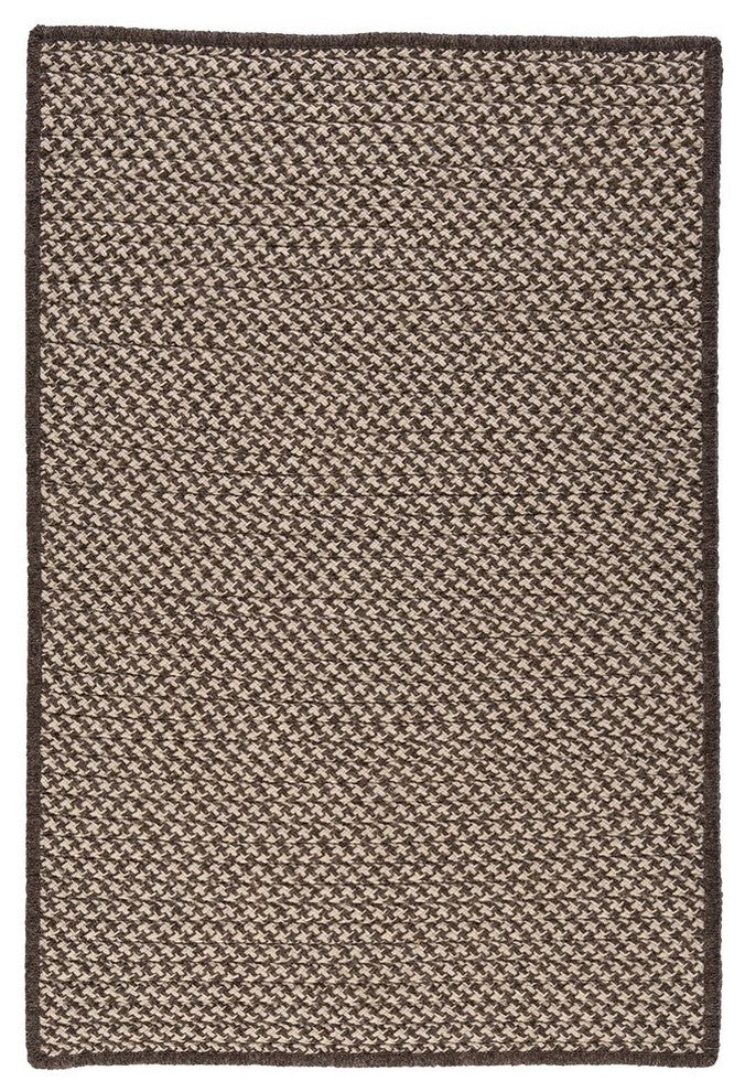 Natural Wool Houndstooth Rug, Espresso, 8'x11'