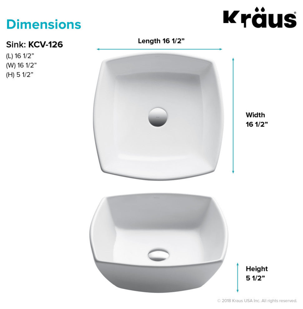 Elavo Ceramic Square Vessel White Sink