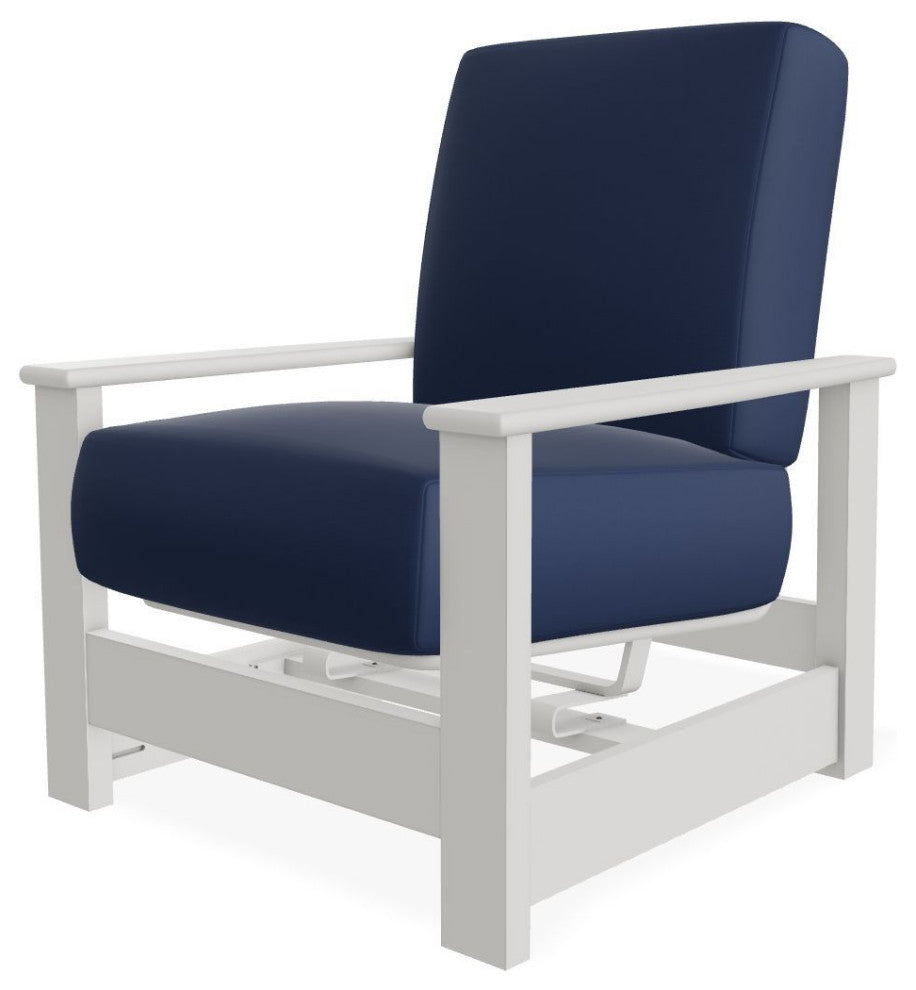 Leeward Deep Seat Outdoor Armchair with Hidden Motion, Navy/Snow