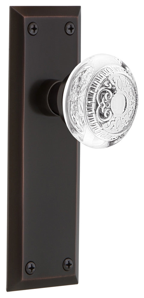 New York Plate Double Dummy Crystal Egg and Dart Knob, Timeless Bronze, NYKCED