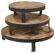 Weathered Wood and Metal Round Risers, Set of 3