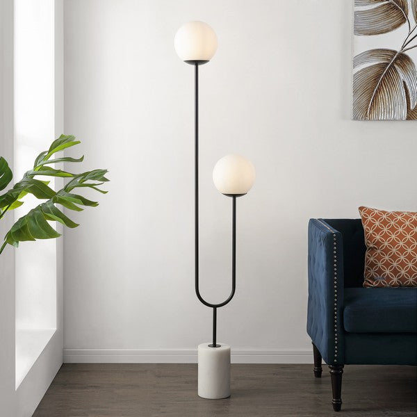 Safavieh Leif Iron And Marble Floor Lamp, Black