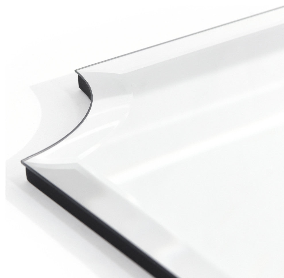 Frameless Rectangle Scalloped Beveled Wall Mirror, 1" Beveled Edge, 40"x30"