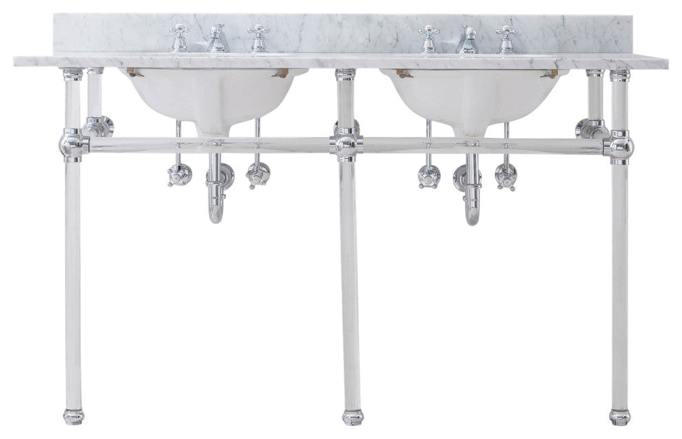 Empire 60" Wide Double Wash Stand, P-Trap, Countertop With Basin