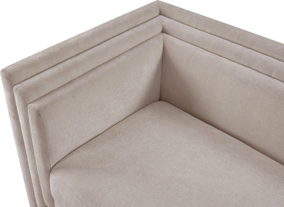 Everett Upholstered Loveseat, Beige, Chenille Fabric