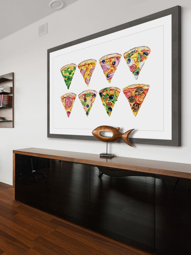 "Pizza Styles" Framed Painting Print, 18"x12"