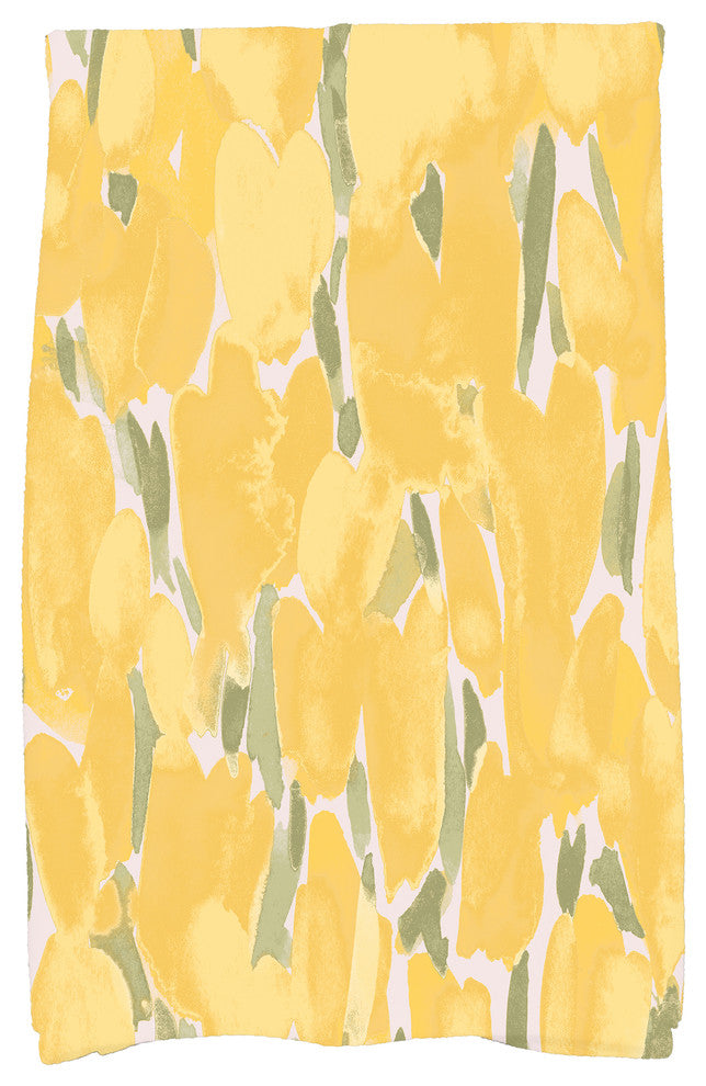 Tulip Blossom Floral Kitchen Towel, Yellow, 18"x30"