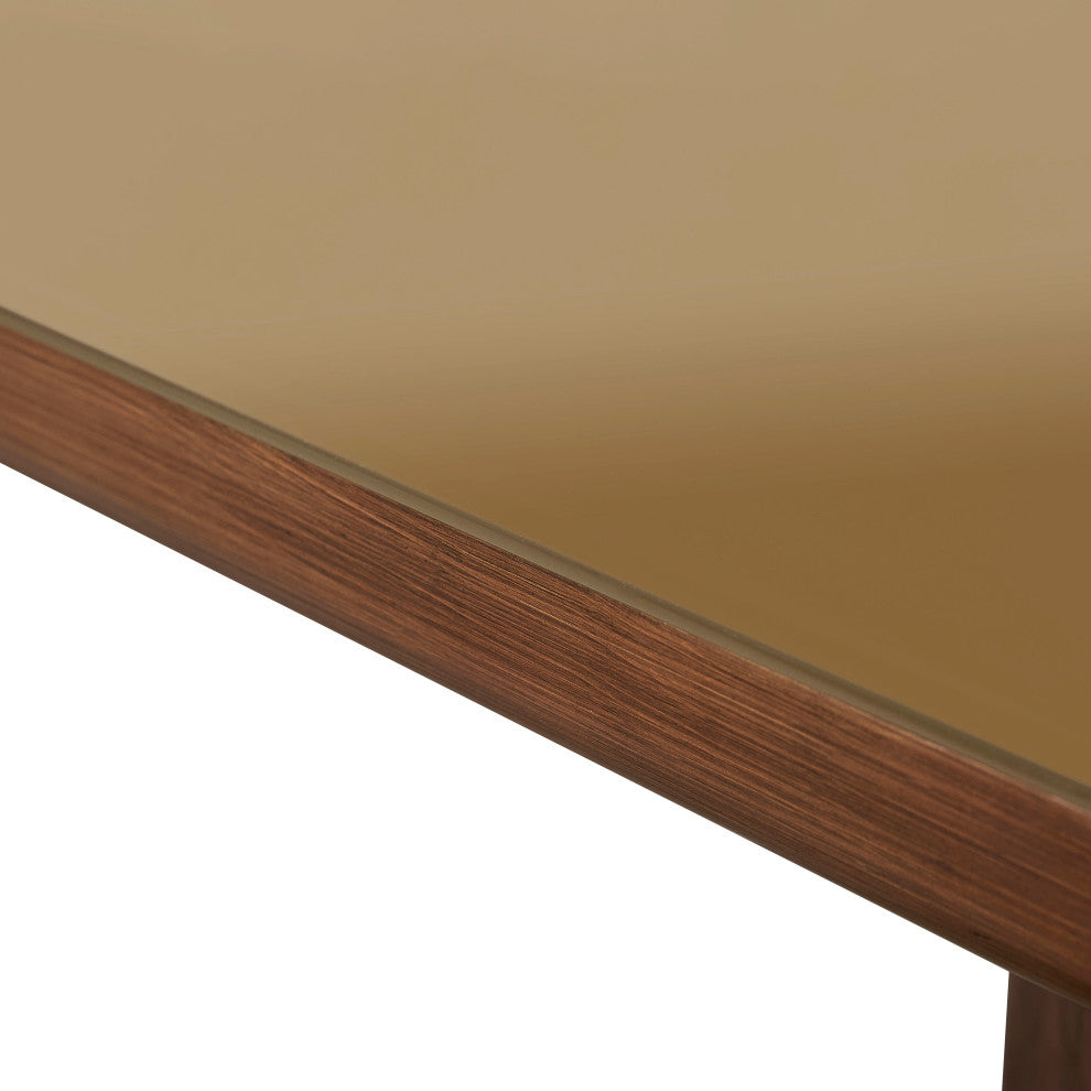 Oani Walnut and Glass Dining Table, Long