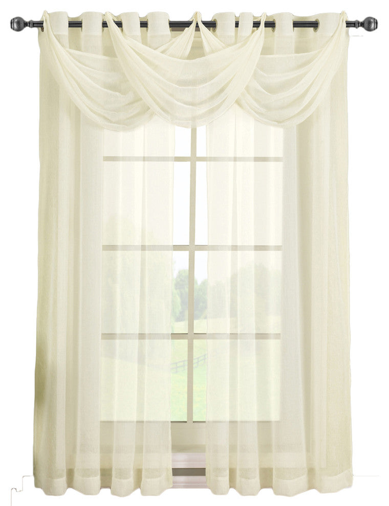 Abri Single Grommet Crushed Sheer Curtain, Ivory, 50"x96"