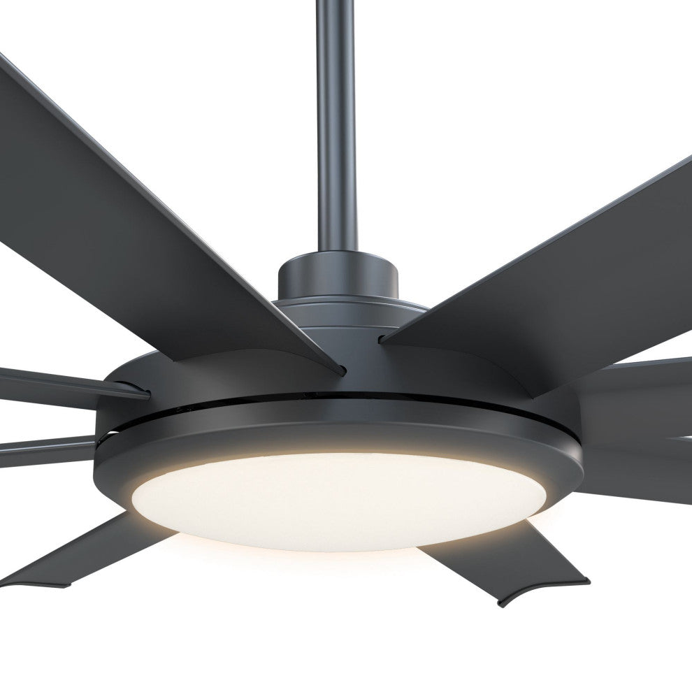 60 in Matte Black Modern Ceiling fan with 8 Blades, Remote Control