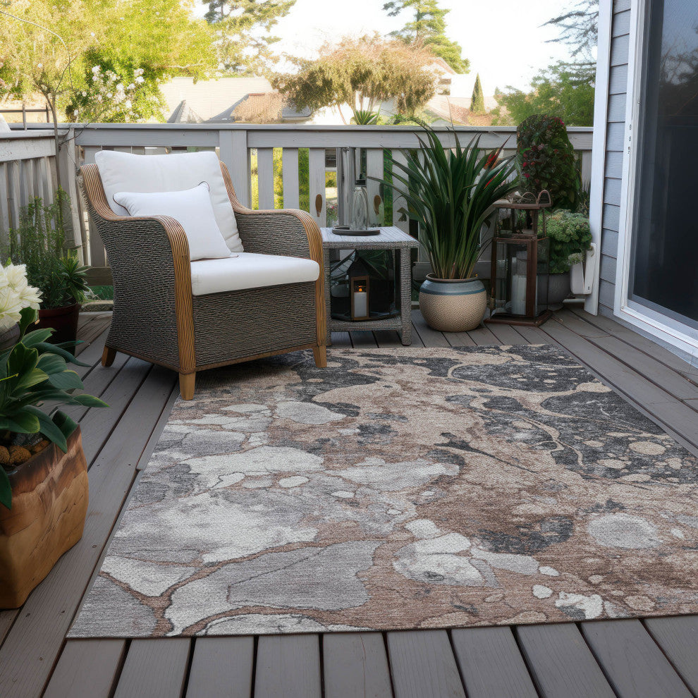 Machine Washable Indoor/Outdoor Chantille ACN1909 Mocha 9' x 12' Rug