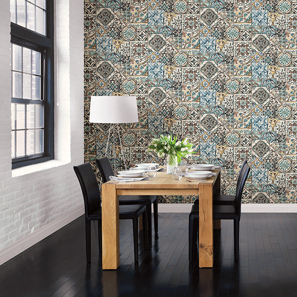 Marrakesh Moroccan Tile Wallpaper, Watercolor, Sample