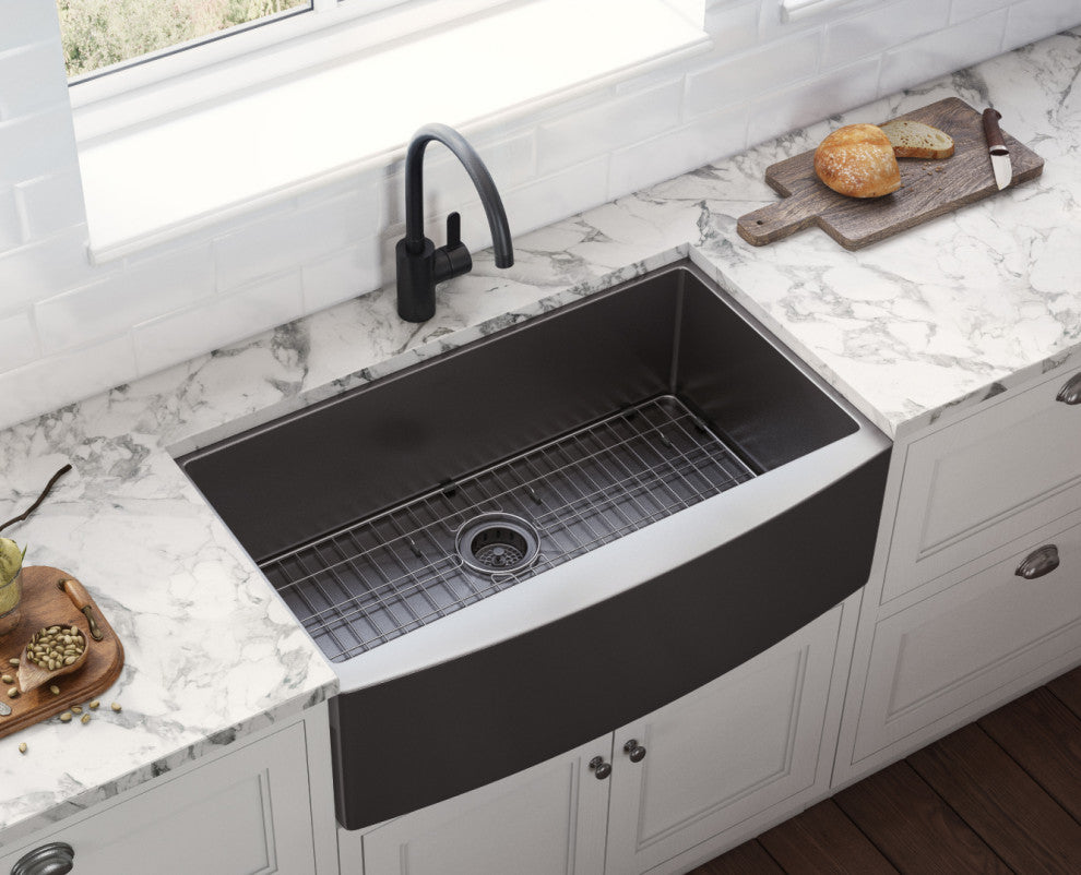 36-inch Farmhouse Sink - Gunmetal Black Matte Stainless Steel - RVH9880BL