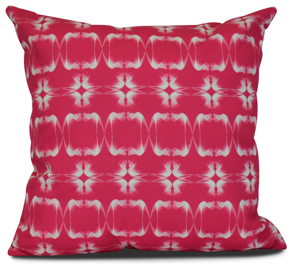 Summer Picnic, Geometric Print Outdoor Pillow, Pink, 20"x20"