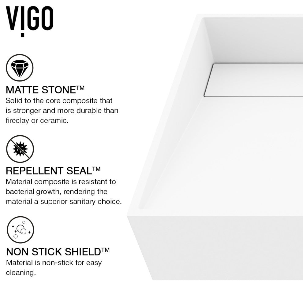 Starr 23"L x 15"W MatteStone Vessel Sink and Amada 10"H Faucet Set