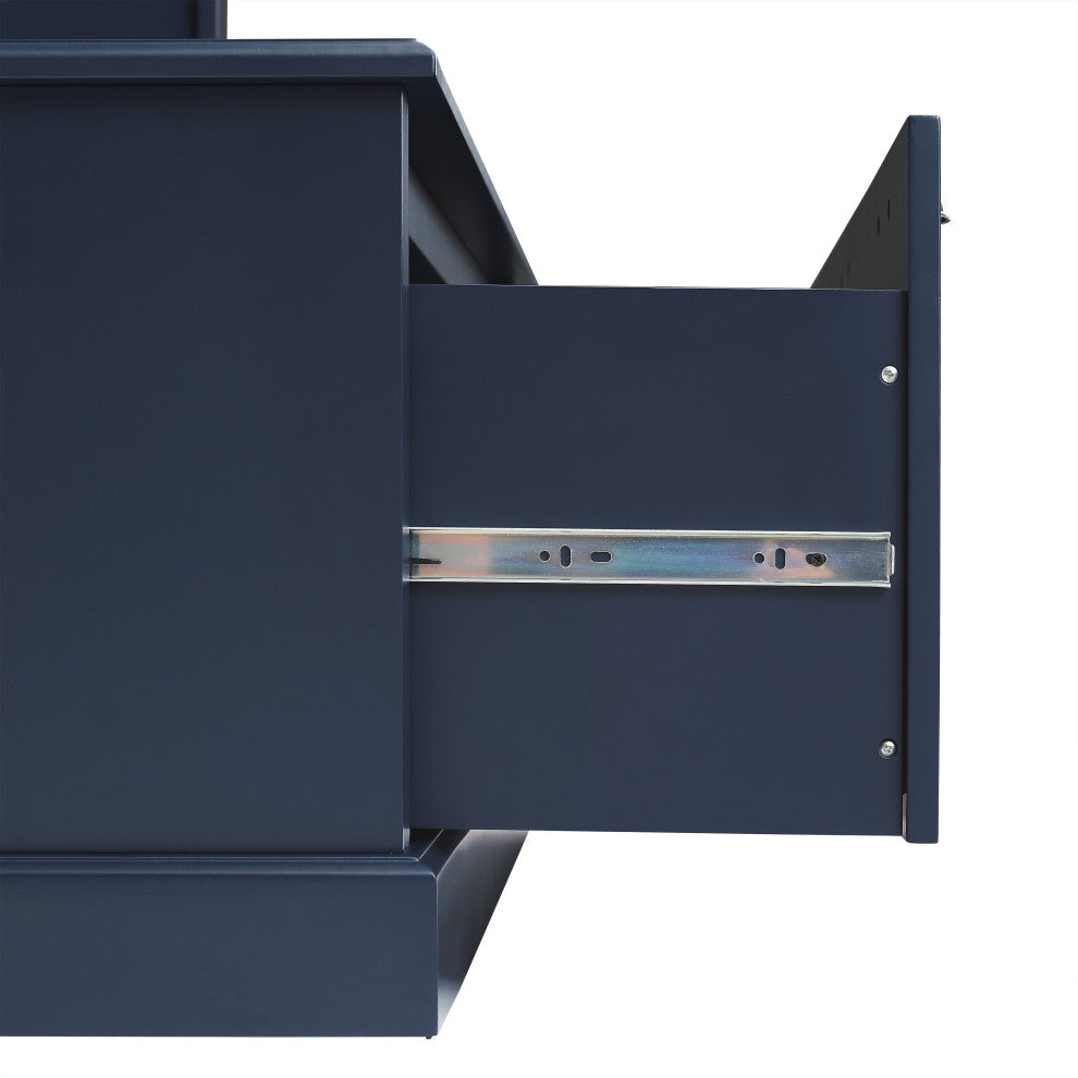 Landon 2Pc Wood Dining Chairs WithUpholstered Seat, Navy