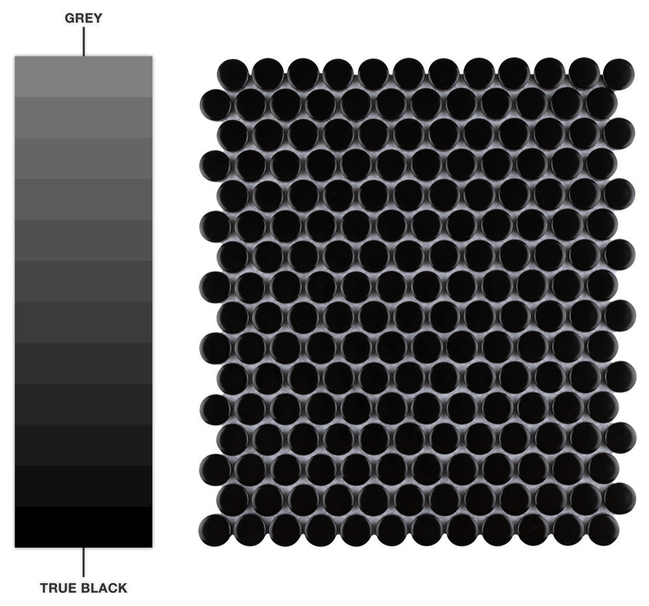Metro Penny Matte Black Porcelain Floor and Wall Tile