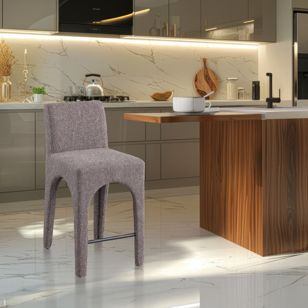 Gramercy Linen Textured Fabric Stool, Brown