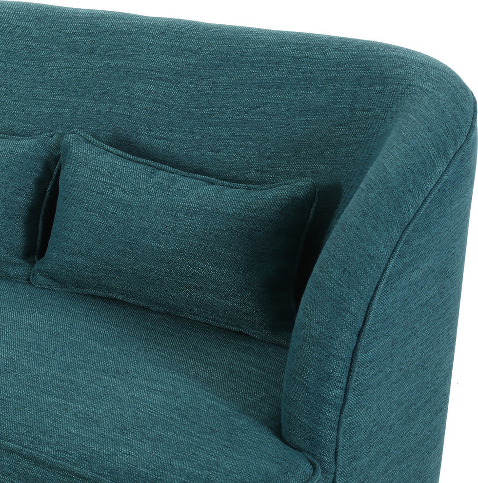 Jordan Modern Fabric Loveseat With Hairpin Legs, Teal
