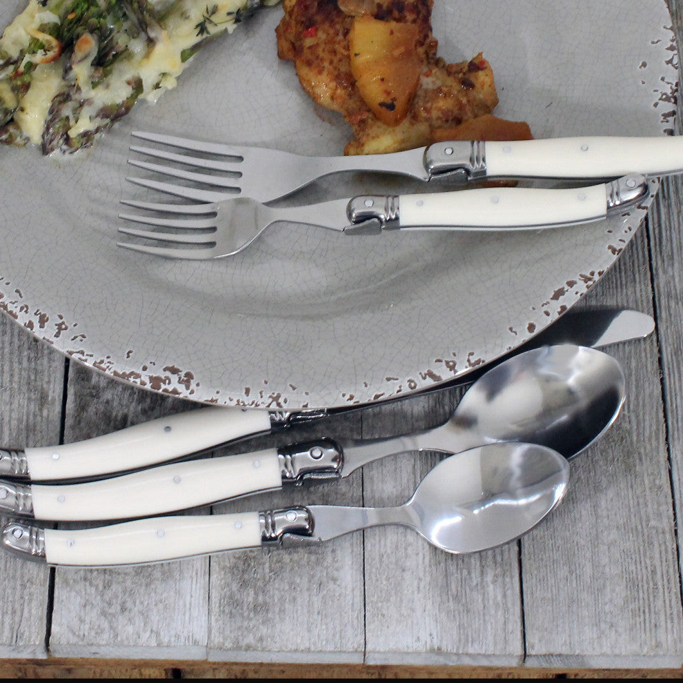 20 Piece Laguiole Faux Ivory Flatware Set