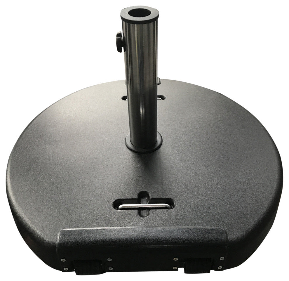 GDF Studio Kelly 132lb Concrete Circular Umbrella Base With Steel Collar, Black