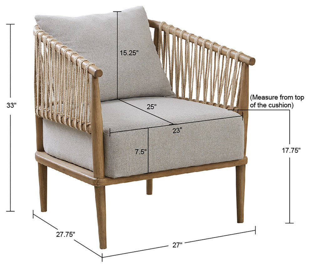 Madison Park Odessa Natural Cabin Jute Twine Rope Lounge Accent Chair