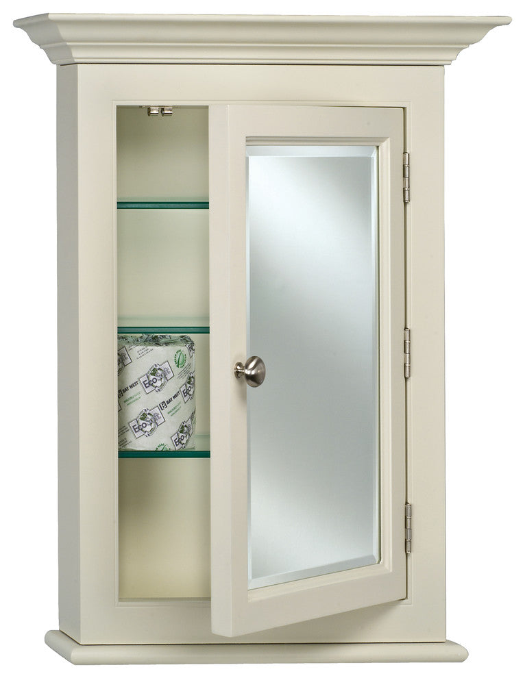 Wilshire II 7" Deep Semi Recessed Medicine Cabinet With Crown Moulding, 22"x27"
