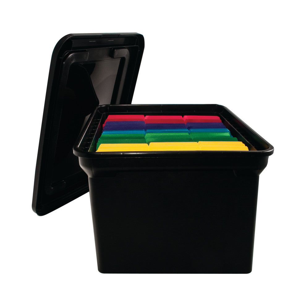 File Tote With Lid, Black