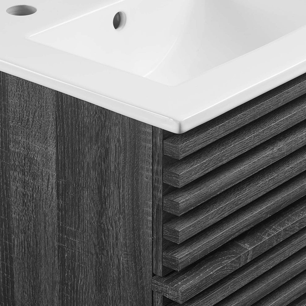 Render 18" Wall-Mount Bathroom Vanity, Charcoal White