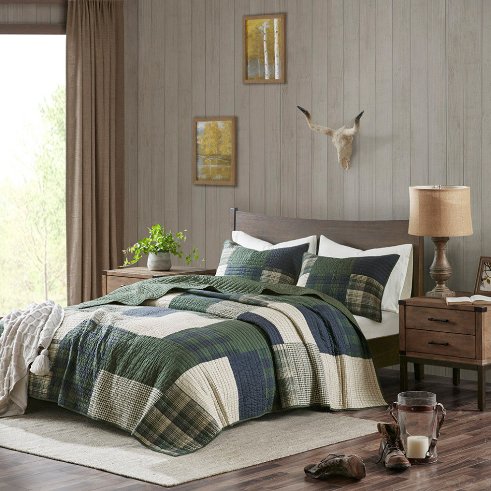 Woolrich Mill Creek Oversized Cotton Quilt Set, Green