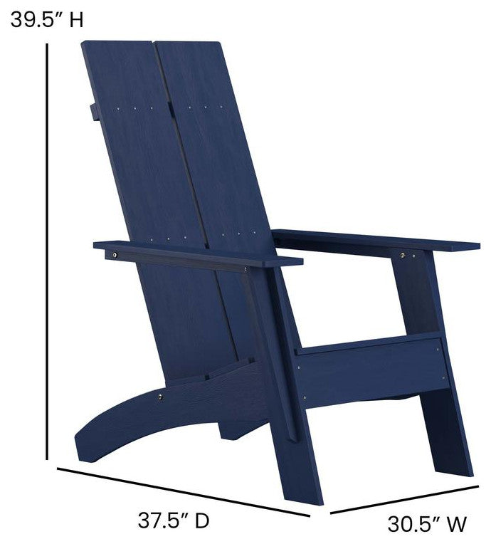 Sawyer Modern All-Weather Poly Resin Wood Adirondack Chair in Navy