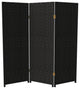 4' Tall Woven Fiber Room Divider, Black, 3 Panel