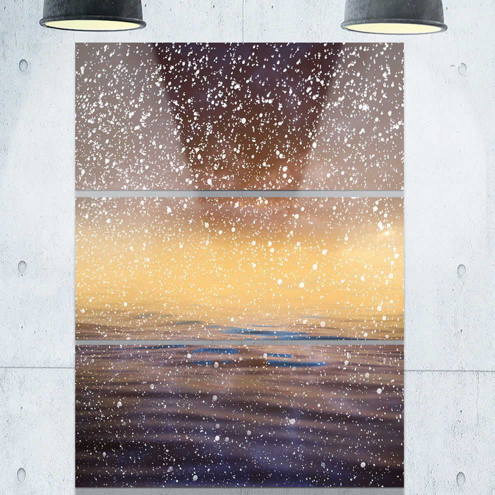 "Brown Sky Reflection in Lake" Photo Metal Wall Art, 3 Panels, 28"x36"