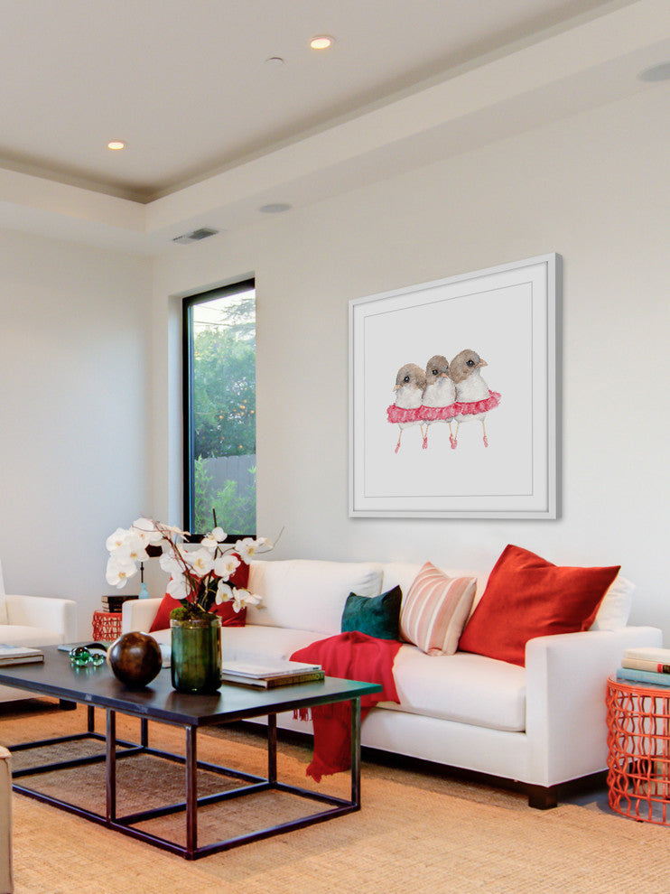 Marmont Hill, "Ballerina Birds" by Thimble Sparrow Framed Painting Print, 12x12