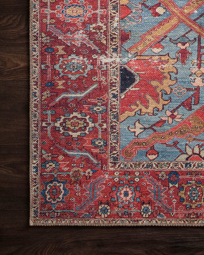 Blue Red Loren LQ-10 Printed Area Rug by Loloi, 7'6"x9'6"