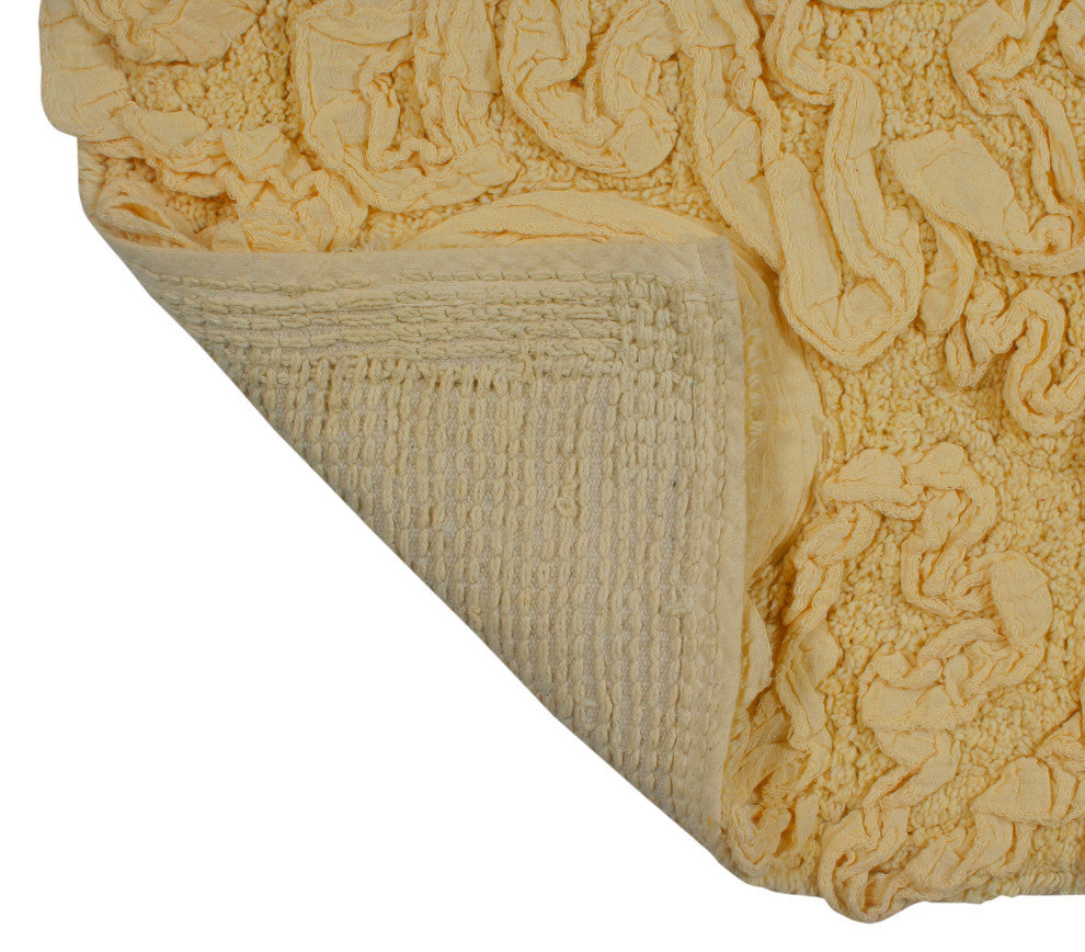 Bell Flower Collection Tufted Bath Rugs, 2 Piece Set, Yellow