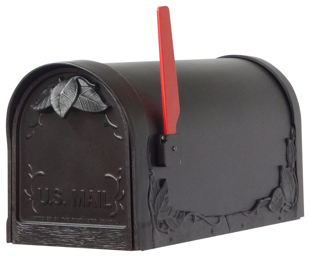 Floral Curbside Mailbox, Black