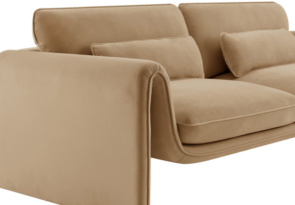 Sloan Camel Velvet Fabric Loveseat