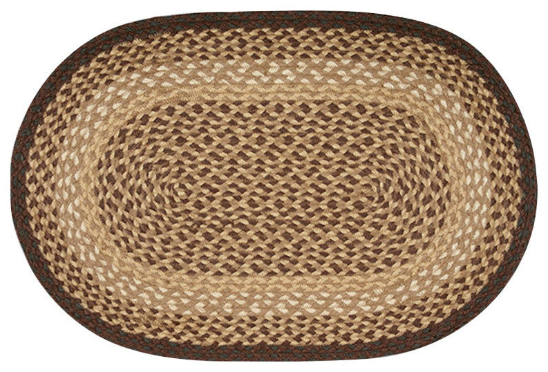 Chocolate/Natural Oval Braided Rug 20"x30"