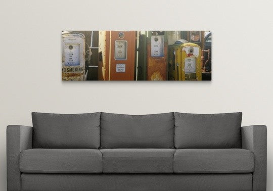 "Old fuel pumps, Penasco, New Mexico" Canvas Art, 60"x20"x1.25"
