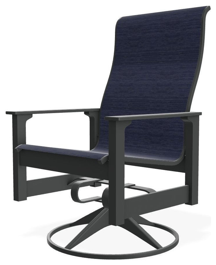 Leeward Sling Outdoor Swivel Rocker, Collect Indigo/Graphite